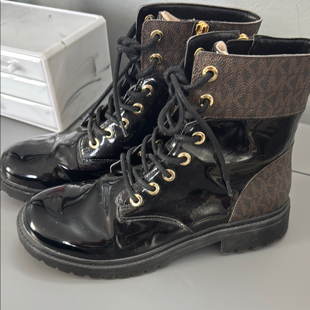 Black and Brown Women's Lace-Up Boots